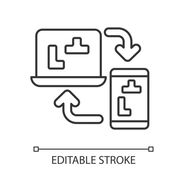 跨平台在线游戏线形图标 有可能和朋友在合作模式下玩耍 细线可定制的示例 绕道标志 矢量孤立的轮廓图 可编辑笔划 — 图库矢量图片