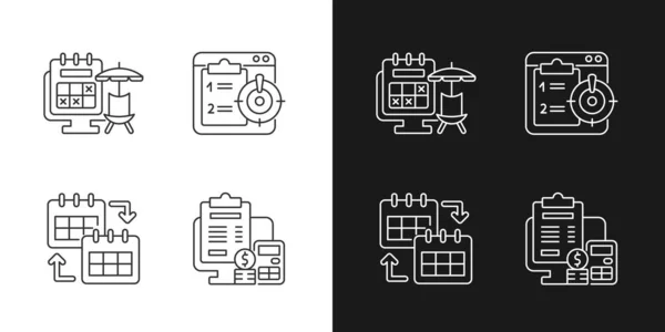 Fjärrstyrda Arbetsspårare Linjära Ikoner Inställda För Mörkt Och Ljust Läge — Stock vektor