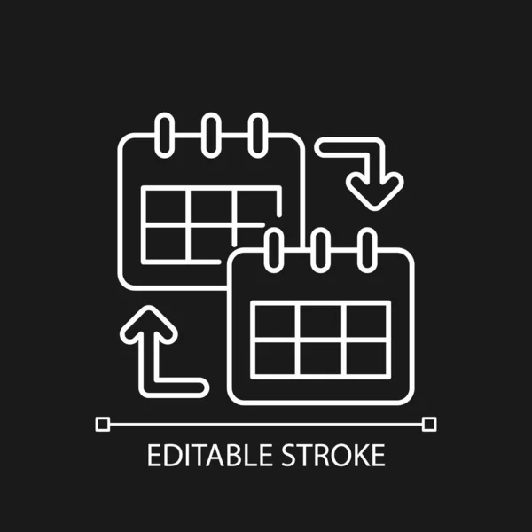 Kalender Dela Vit Linjär Ikon För Mörkt Tema Kontroll Möte — Stock vektor