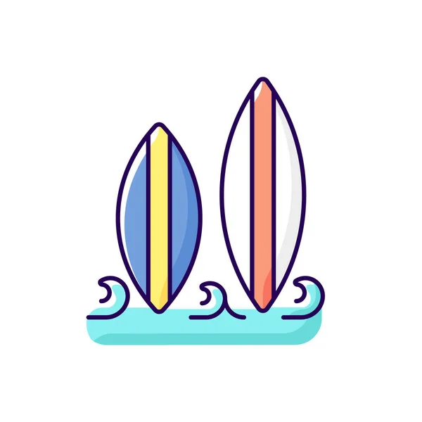Surfboard Ícone Cor Rgb Ilustração Vetorial Isolada Placa Longa Estreita — Vetor de Stock