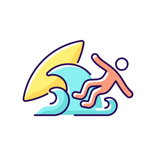 Surf Wipeout Icono Color Rgb Ilustración Vectorial Aislada Ser Expulsado — Vector de stock