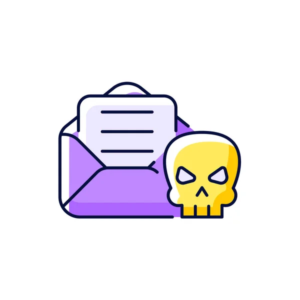 Email Phishing Purple Rgb 아이콘 일러스트 온라인사기 사이버 공격은 악의적 — 스톡 벡터