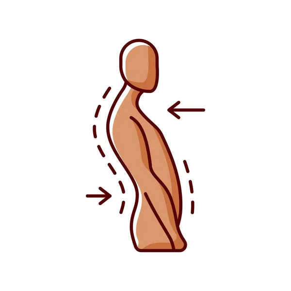 Swayback Postura Icono Color Rgb Trastorno Curvatura Espinal Pobre Postura — Archivo Imágenes Vectoriales