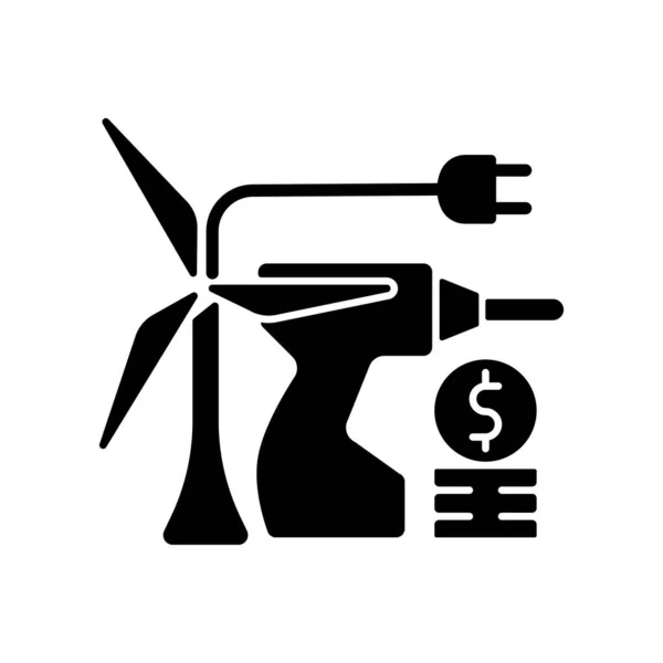 Energy Equipment Installation Price Black Glyph Icon Windmill Repair Maintenance — Stock Vector