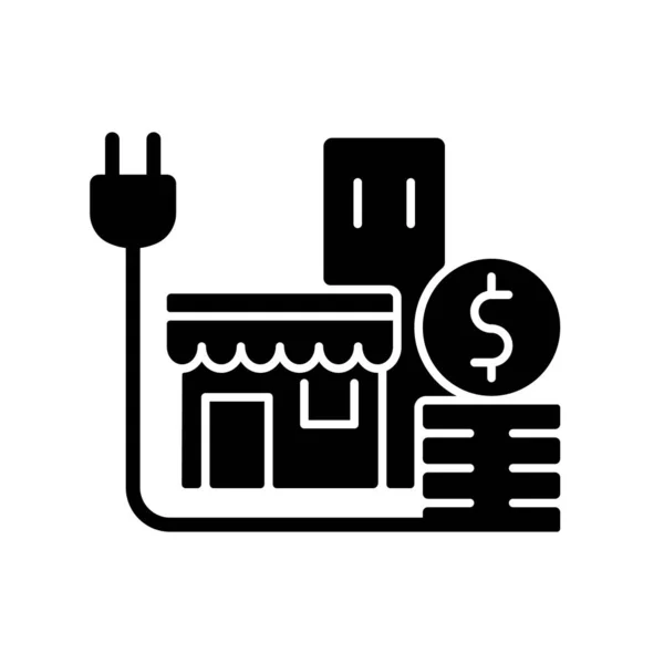 Τιμή Ενέργειας Για Τον Εμπορικό Πελάτη Μαύρο Εικονίδιο Glyph Κόστος — Διανυσματικό Αρχείο
