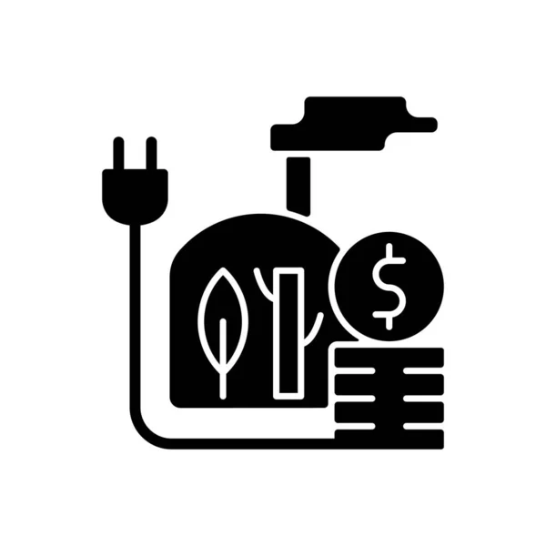 Biomass Energy Price Black Glyph Icon Sustainable Power Consumption Cost — Stock Vector