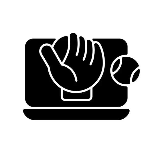 Online Baseball Spiele Schwarz Glyph Symbol Digitale Version Von Sportwettkämpfen — Stockvektor