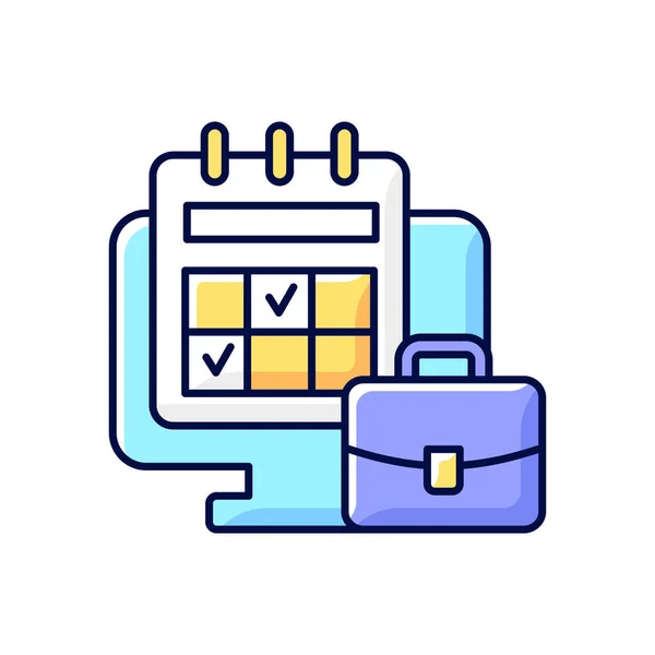Calendrier Travail Ligne Icône Couleur Rvb Horaire Des Dates Des — Image vectorielle