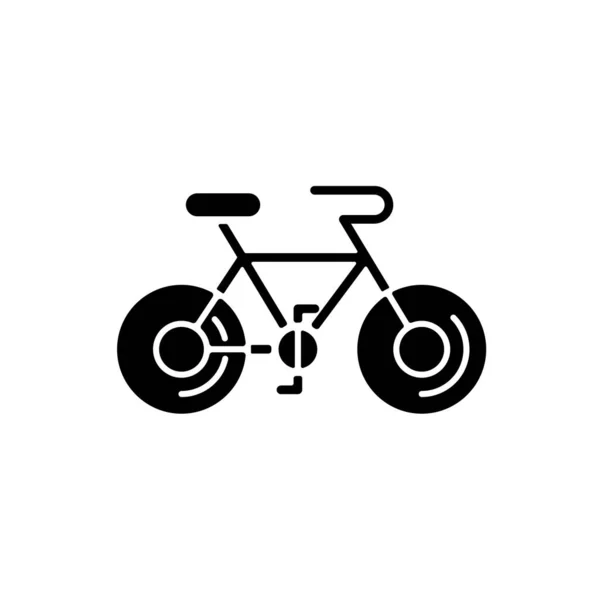 Icône Glyphe Noir Vélo Symbole Silhouette Sur Espace Blanc Voyage — Image vectorielle