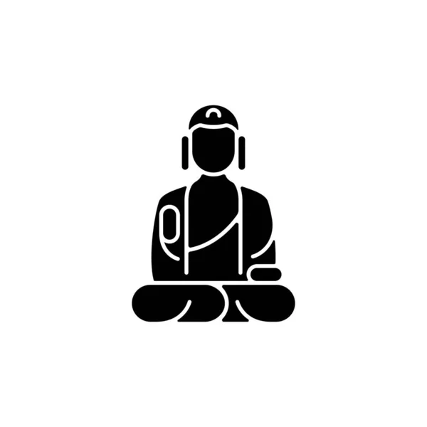 Museo Shan Buddha Icono Glifo Negro Arquitectura Budista Estatua Beatitud — Vector de stock