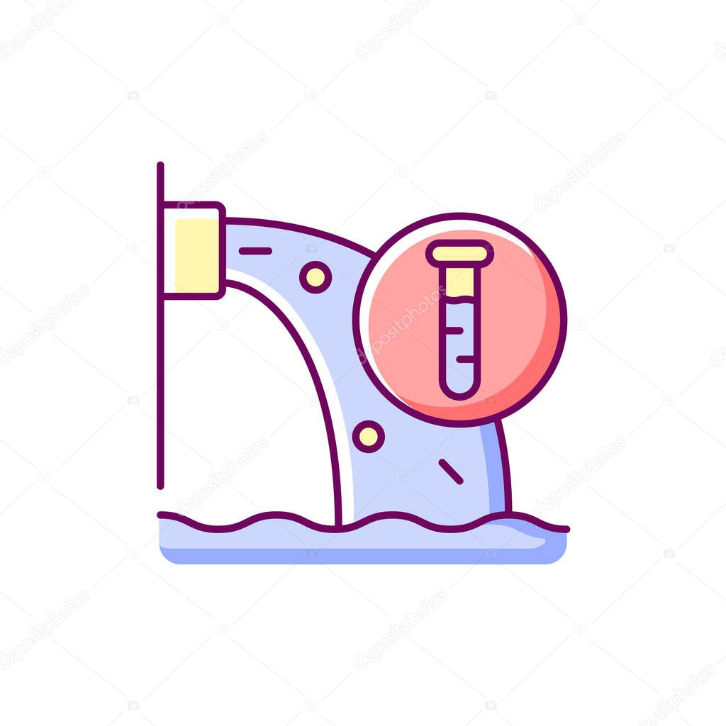 Water pollution control RGB color icon. Isolated vector illustration. Urban runoff management. Underground water contamination. Sewage waste release. Remove pollutants simple filled line drawing