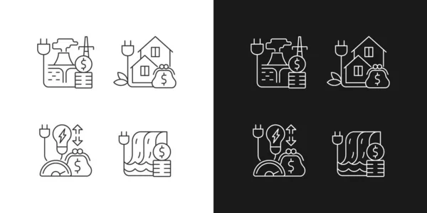 Electrical Power Cost Linear Icons Set Dark Light Mode Geothermal — Stock Vector