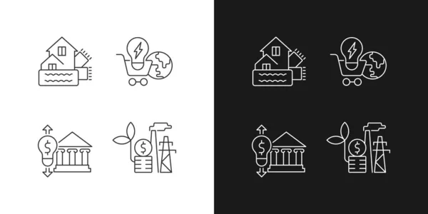 Renewable Electrical Energy Linear Icons Set Dark Light Mode Weatherization — Stock Vector