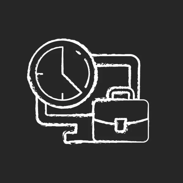 Establecer Horas Trabajo Tiza Icono Blanco Sobre Fondo Oscuro Tiempo — Vector de stock