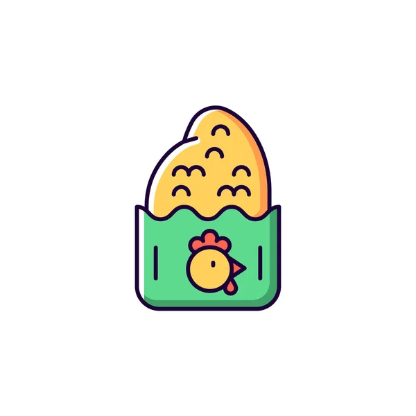 Chuleta Pollo Crujiente Icono Color Rgb Ilustración Vectorial Aislada Comida — Archivo Imágenes Vectoriales