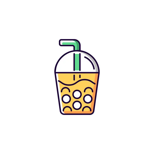 Bubble Tea Rgb Color Icon Isolated Vector Illustration Black Tea — Stock Vector