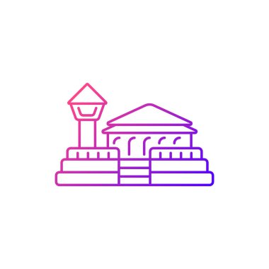 Zeelandia Kalesi gradyan doğrusal vektör ikonu. Tayvan sağlam kalesi düşmana karşı. Orta yaşlı doğulu. İnce çizgi özelleştirilebilir illüstrasyon. Işık kipi için izole vektör kontur sembolü.