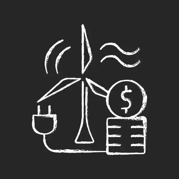 Windenergie Prijs Krijt Wit Pictogram Donkere Achtergrond Windmolen Voor Het — Stockvector