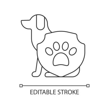 Hayvan koruma lineer simgesi. Hayvan koruma etiketi. Vejetaryen markası için acımasızlık damgası yok. İnce çizgi özelleştirilebilir illüstrasyon. Contour sembolü. Vektör izole çizim. Düzenlenebilir vuruş