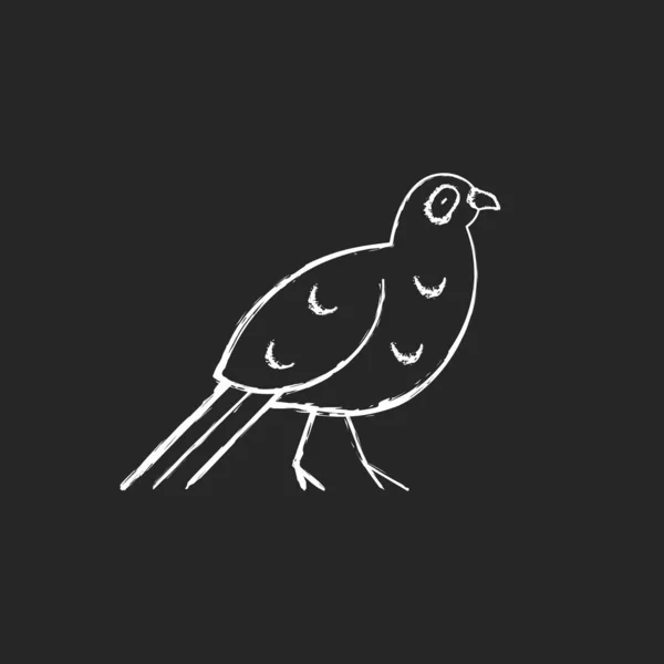鳥のチョークの白いアイコンは暗い背景に設定されます ミカドキジ 台湾の原住民の装飾 台湾の山岳地帯 エキゾチックな森の住民 黒の絶縁ベクトルチャークボードのイラスト — ストックベクタ