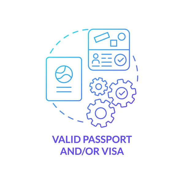 有効なパスポートとビザのコンセプトアイコン 国際インターンシップの要件抽象的なアイデア細い線図 身分証明書外国のパスポート 旅行記だ ベクトル絶縁外形カラー図面 — ストックベクタ