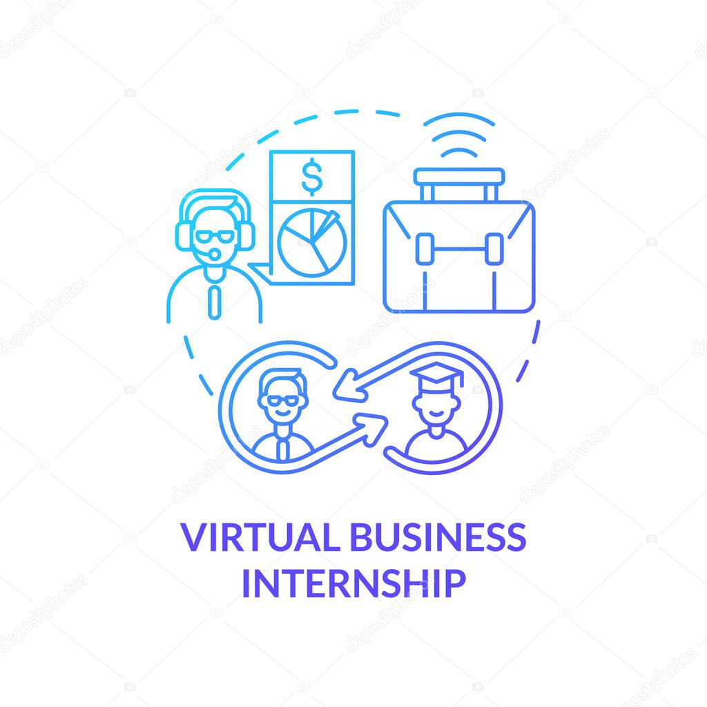 Virtual business internship concept icon. Top remote internship area abstract idea thin line illustration. Strengthening strategic planning skills. Vector isolated outline color drawing