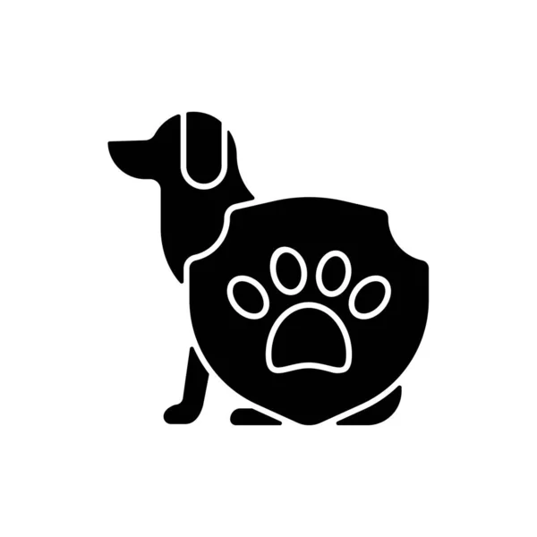 動物保護黒グリフアイコン ペット福祉ラベル ビーガンブランドのための残酷フリーマーク 犬の健康管理 獣医師 白い空間にシルエットのシンボル ベクトル分離図 — ストックベクタ
