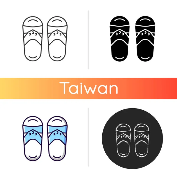 Тайванські Капці Ікони Традиційне Взуття Ходьби Тепла Погода Захищає Ноги — стоковий вектор