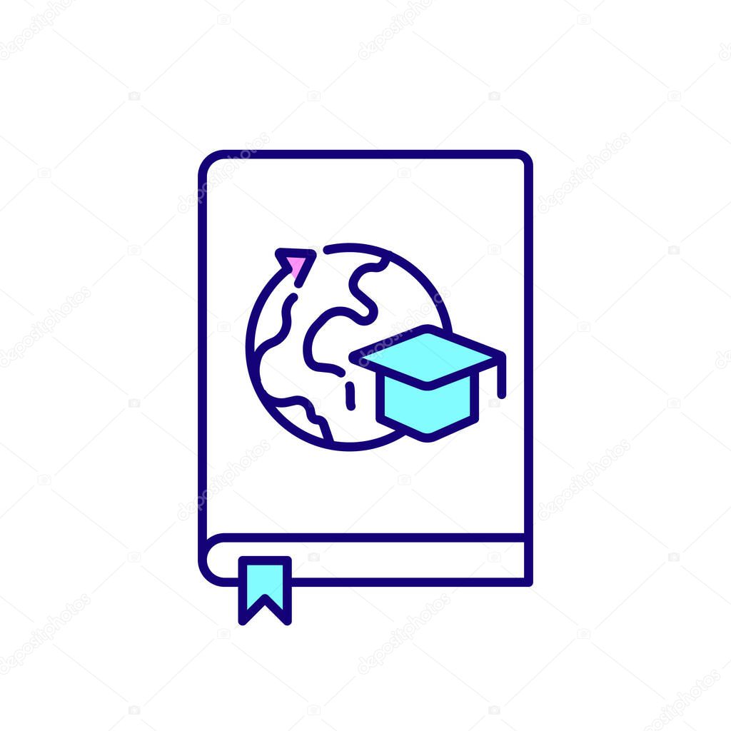 International internship guideline RGB color icon. Giving help and information for trainees. Isolated vector illustration. Study abroad. Internship placement process simple filled line drawing