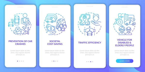 Budoucí Transportní Potenciál Obrazovce Mobilní Aplikace Bez Řidiče Korektury Procházka — Stockový vektor