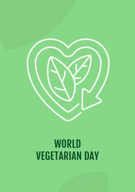 Doğrusal sembollü küresel vejetaryen günü kartpostalı. Bitki temelli yemek. Dekoratif vektör tasarımlı tebrik kartı. Yaratıcı çizim illüstrasyonlu basit tarz poster. Tatil dileğiyle el ilanı