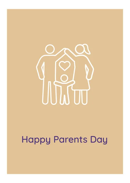 Global Parents Day Postcard Linear Glyph Icon Family Together Greeting — Stock Vector