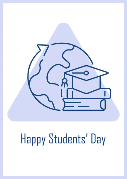Happy World Students Day Postcard Linear Glyph Icon Penghormatan Tahunan - Stok Vektor