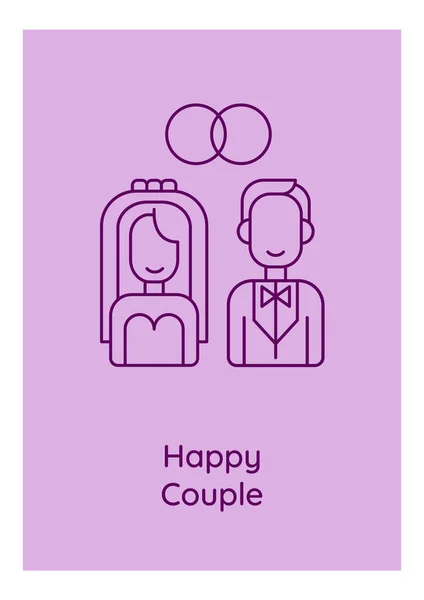 Feliz Vida Conjugal Deseja Cartão Postal Com Ícone Glifo Linear — Vetor de Stock