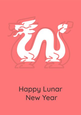 Yeni yılın başlangıcını simge simgesiyle kutluyoruz. Yaratıcı basit kartpostal vektör tasarımı. Az resimli dekoratif davet. Kutlama metniyle yaratıcı pankart