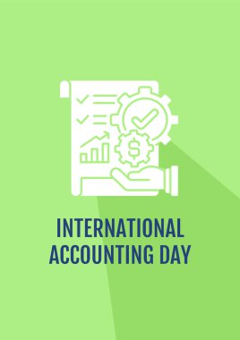 Muhasebeci tebrik kartı ve sembol öğesi. Yaratıcı basit kartpostal vektör tasarımı. Az resimli dekoratif davet. Kutlama metniyle yaratıcı pankart