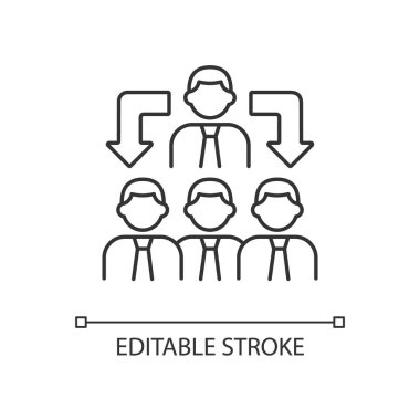 Koordinasyon doğrusal simgesi. İş ilişkileri. İnsanları organize etme süreci. Birlikte çalışmak. İnce çizgi özelleştirilebilir illüstrasyon. Contour sembolü. Vektör izole çizim. Düzenlenebilir vuruş