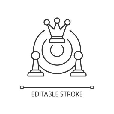 Ortak strateji doğrusal simgesi. Ortak amaçlar ve hedefler. Plan geliştirme. Takım kararları. İnce çizgi özelleştirilebilir illüstrasyon. Contour sembolü. Vektör izole çizim. Düzenlenebilir vuruş