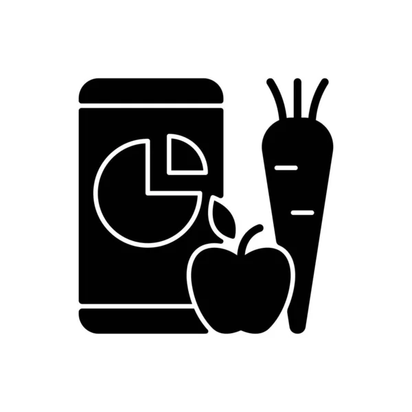 Online Ernährungstracker Schwarzes Glyph Symbol Lebensmittel Die Pro Tag Verzehrt — Stockvektor