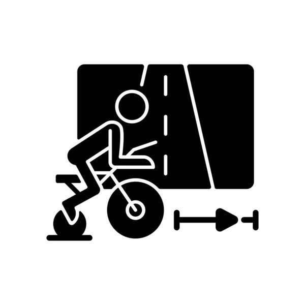 Virtuelle Fahrrad App Schwarzes Glyph Symbol Online Fitness Rallye Sport — Stockvektor