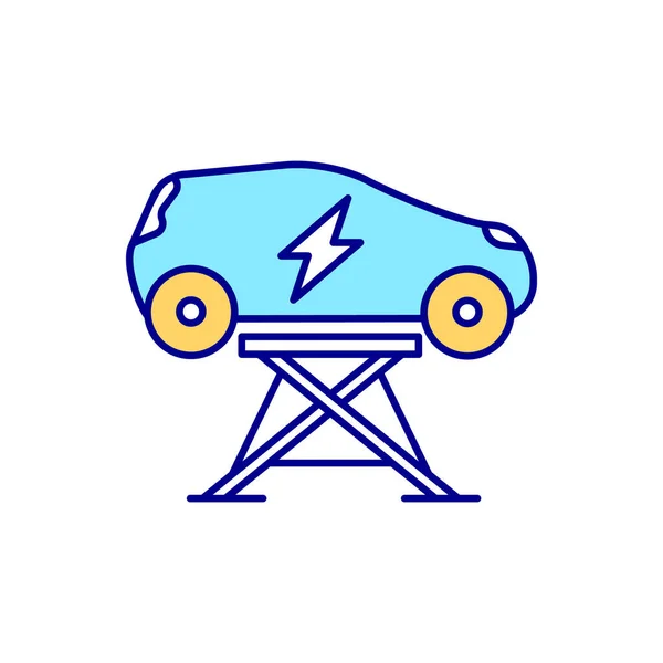 Illustration Vectorielle Plate D'une Voiture Électrique Bleue