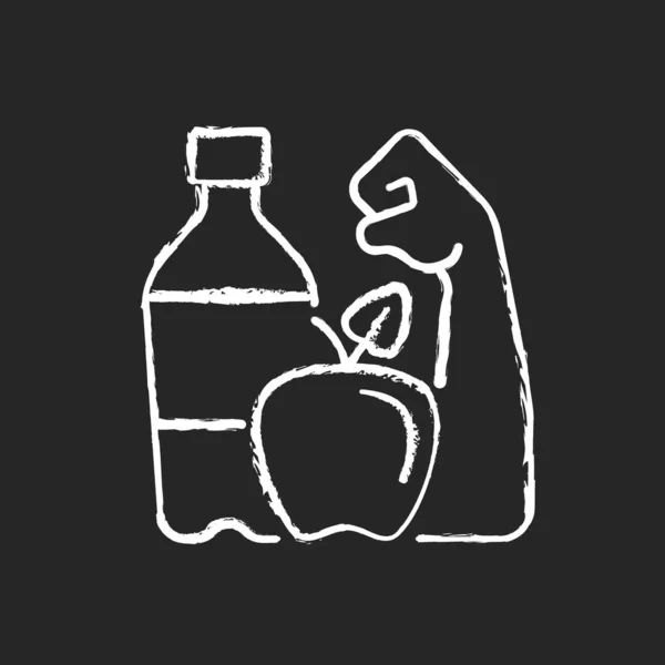 Healthy Living Chalk White Icon Dark Background Staying Hydrated Well — 스톡 벡터