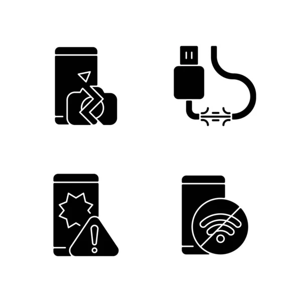 Repair Related Black Glyph Icons Set White Space Common Phone — 스톡 벡터