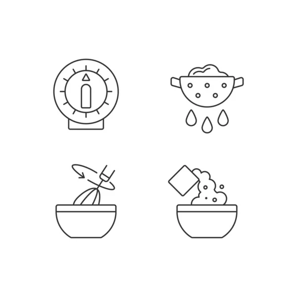 Набір Лінійних Іконок Приготування Їжі Ілюмінатор Злийте Надлишок Води Або — стоковий вектор
