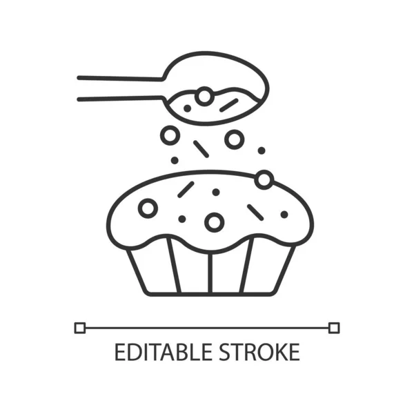 Sprinkle För Bakning Linjär Ikon Häll Topping Från Sked Cupcake — Stock vektor