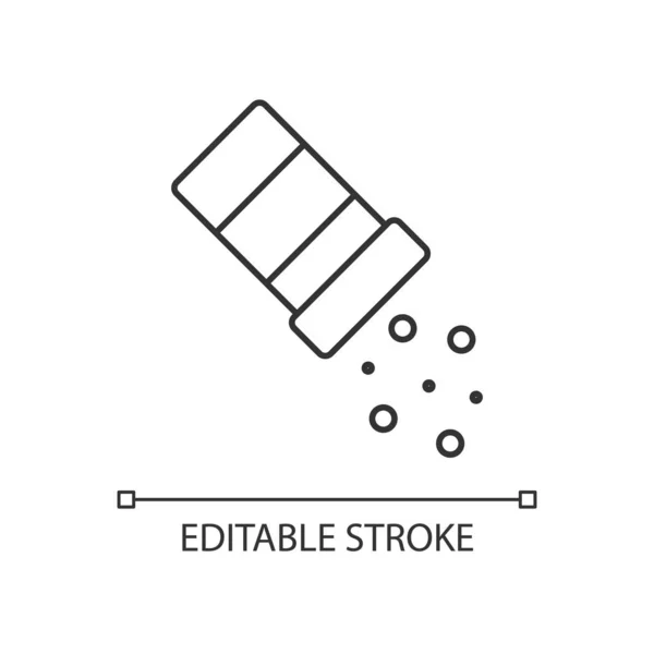 Espolvorear Sal Icono Lineal Plato Condimentado Con Pimienta Verter Condimento — Vector de stock