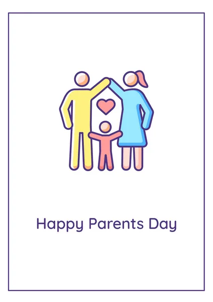 Happy Parents Day Greeting Card Color Icon Element Parents Efforts — Stock Vector