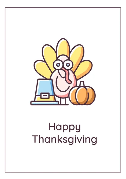 Happy Thanksgiving Greeting Card Color Icon Element National Holidays Celebrating — 스톡 벡터