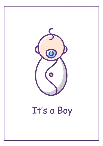 Welcome Home Baby Boy Greeting Card Color Icon Element Congratulations — 스톡 벡터