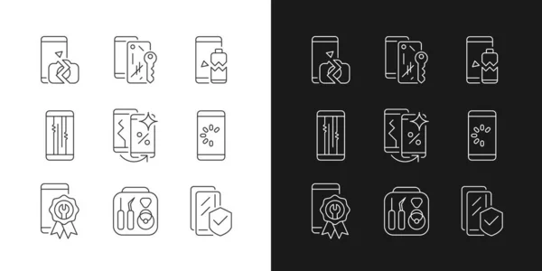 Phone Repair Linear Icons Set Dark Light Mode Network Loading — Stock Vector